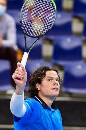 Canadian Milos Raonic celebrates after winning the match between British Norrie and Canadian Raonic, in the second round of the men s singles competition at the European Open Tennis ATP, Tennis Herren tournament, in Antwerp, Thursday 22 October 2020. TENNIS : Open d Anvers - 22 10 2020 PhotoNews Panoramic 