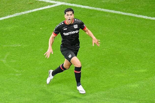 Leverkusen, Bayarena, 22.10.20, Europa League: Bayer 04 Leverkusen - OGC Nizza Nadiem Amiri (Leverkusen) jubelt nach seinem Tor zum 1:0 Europa League: Bayer 04 Leverkusen - OGC Nizza Leverkusen Copyright: xEibner-Pressefotox EP_eer