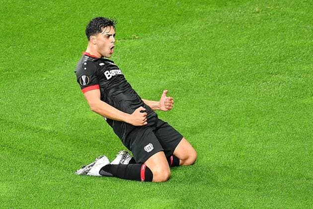 Leverkusen, Bayarena, 22.10.20, Europa League: Bayer 04 Leverkusen - OGC Nizza Nadiem Amiri (Leverkusen) jubelt nach seinem Tor zum 1:0 Europa League: Bayer 04 Leverkusen - OGC Nizza Leverkusen Copyright: xEibner-Pressefotox EP_eer