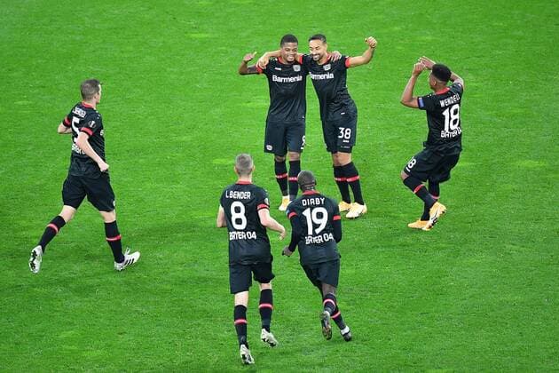 Leverkusen, Bayarena, 22.10.20, Europa League: Bayer 04 Leverkusen - OGC Nizza Karim Bellarabi (Leverkusen) jubelt nach seinem Tor zum 4:1 Europa League: Bayer 04 Leverkusen - OGC Nizza Leverkusen Copyright: xEibner-Pressefotox EP_eer