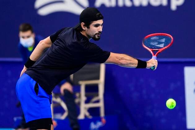 US Marcos Giron pictured in action during the match between Belgian Goffin and US Giron, in the second round of the men s singles competition at the European Open Tennis ATP, Tennis Herren tournament, in Antwerp, Thursday 22 October 2020. TENNIS : Open d Anvers - 22 10 2020 PhotoNews Panoramic 