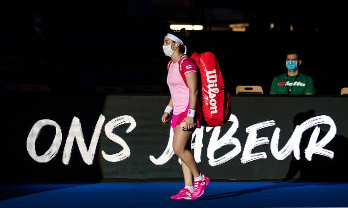 October 23, 2020, Ostrava, CZECH REPUBLIC: Ons Jabeur of Tunisia in action during the quarter-final at the 2020 J&T Banka Ostrava Open WTA, Tennis Damen Premier tennis tournament against Maria Sakkari of Greece Ostrava CZECH REPUBLIC - ZUMAa181 20201023_zaa_a181_027 Copyright: xRobxPrangex