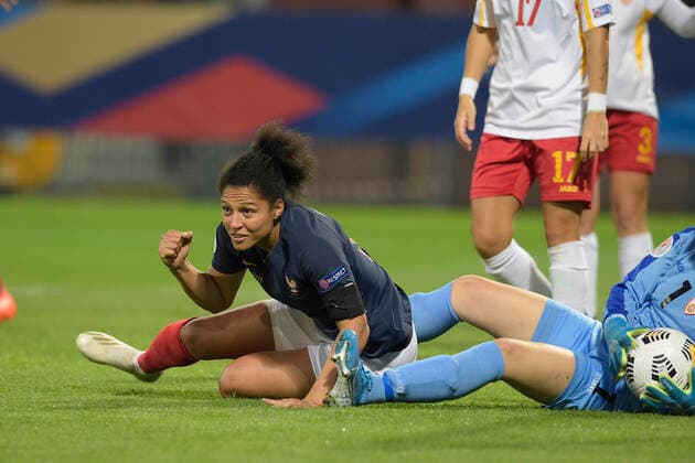 Fußball, Damen EM-Quali, Frankreich - Nordmazedonien Joie des joueuses de l Equipe de France apres le but de Valerie Gauvin (Fra) FOOTBALL : France vs Macedoine du Nord - Qualification Euro 2022 - Orleans - 23 10 2020 JBAutissier Panoramic 
