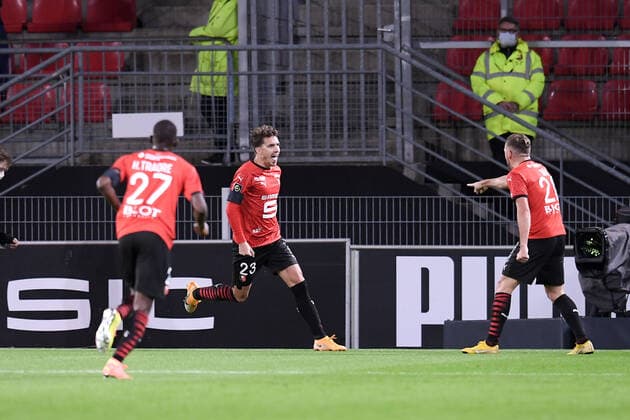 JOIE - 23 ADRIEN HUNOU (REN) FOOTBALL : Rennes vs Angers - Ligue 1 Uber Eats - 23 10 2020 FEP Panoramic 