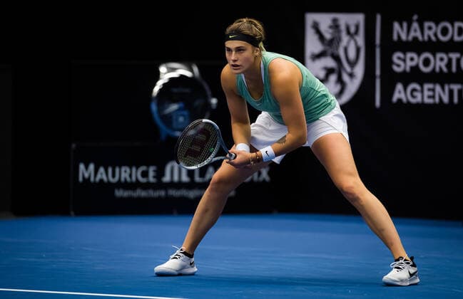 Sport Bilder des Tages October 23, 2020, Ostrava, SPAIN: Aryna Sabalenka of Belarus in action during the quarter-final at the 2020 J&T Banka Ostrava Open WTA, Tennis Damen Premier tennis tournament against Sara Sorribes Tormo of Spain Ostrava SPAIN - ZUMAa181 20201023_zaa_a181_126 Copyright: xRobxPrangex