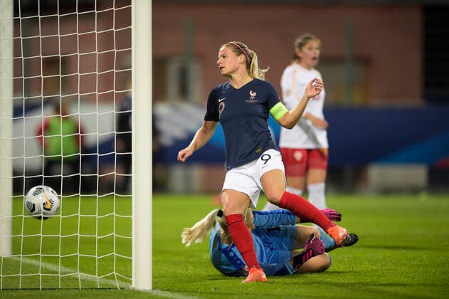 but d Eugenie Le Sommer (Fra) FOOTBALL : France vs Macedoine du Nord - Qualification Euro 2022 - Orleans - 23 10 2020 JBAutissier Panoramic 