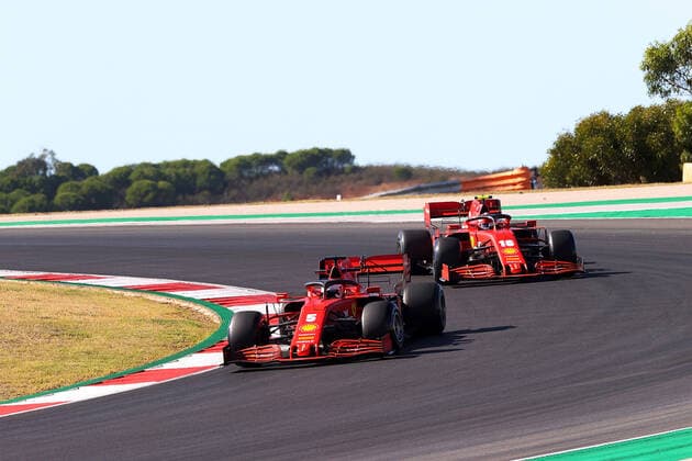 FORMULA 1 HEINEKEN PORTUGUESE GRAND PRIX 2020 23.10.2020, Autodromo Internacional do Algarve, Portimao, FORMULA 1 HEINEKEN PORTUGUESE GRAND PRIX 2020,im Bild Sebastian Vettel (GER 5), Scuderia Ferrari, Charles Leclerc (MCO 16), Scuderia Ferrari