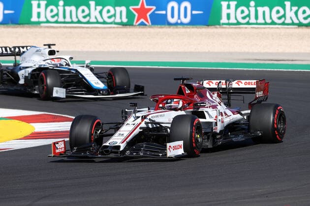 FORMULA 1 HEINEKEN PORTUGUESE GRAND PRIX 2020 24.10.2020, Autodromo Internacional do Algarve, Portimao, FORMULA 1 HEINEKEN PORTUGUESE GRAND PRIX 2020,im Bild Kimi Raikkonen (FIN 7), Alfa Romeo Racing ORLEN, George Russel (GBR 63), Rokit Williams Racing