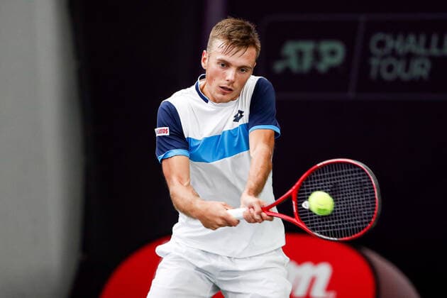 Im Bild: Kacper ZUK (POL) bei dem FUTURE NORD - ITF World Tennis Tour - M25 am 24.10.2020 in Hamburg (Hamburger Tennisverband), Deutschland