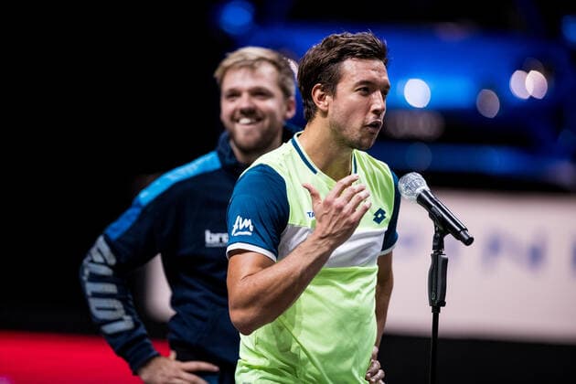 bett1HULKS Championship - ATP, Tennis Herren 250; Koeln, 24.10.2020 Andreas MIES im Siegerinterview Halbfinale Doppel: Marcus DANIELL (NZL) und Philipp OSWALD (AUT) vs Kevin KRAWIETZ (GER) und Andreas MIES (GER) 3 bett1HULKS Championship - ATP 250 am 24.10.2020 in Koeln (LANXESSarena), Deutschland Copyright: xBEAUTIFULxSPORTS Wunderlx