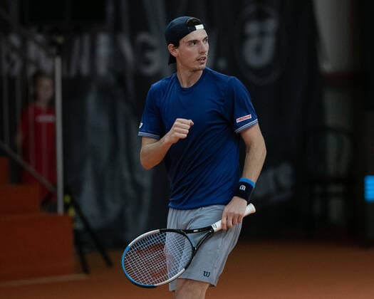 Marc-Andrea Huesler(SUI) jubelt nach dem Sieg, Jubel, Freude, Emotion Tennis - Wolffkran Open - ATP, Tennis Herren Challenger - TC Ismaning - Ismaning - Bavaria - Germany - 24 October 2020. Â Copyright: xJuergenHasenkopfx