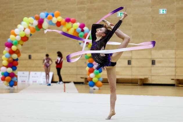 1. Vorrunde der Bundesliga 1+2 in der Rhythmischen Sportgymnastik; 24.10.2020 Uljana Wiens (SSC Karlsruhe e.V.); 1. Vorrunde der Bundesliga 1+2 in der Rhythmischen Sportgymnastik am 24.10.2020 in der Multifunktionshalle der Hermann-Neuberger-Sportschule in Saarbruecken Saarland.
