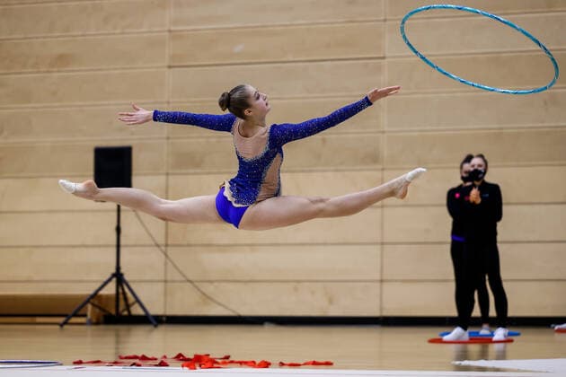 1. Vorrunde der Bundesliga 1+2 in der Rhythmischen Sportgymnastik; 24.10.2020 Martha Ostertag (SSC Karlsruhe e.V.); 1. Vorrunde der Bundesliga 1+2 in der Rhythmischen Sportgymnastik am 24.10.2020 in der Multifunktionshalle der Hermann-Neuberger-Sportschule in Saarbruecken Saarland.
