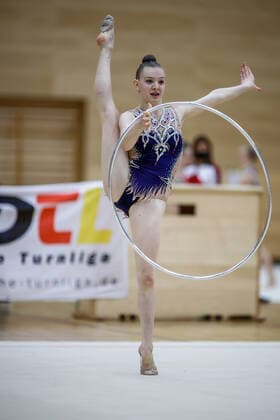 1. Vorrunde der Bundesliga 1+2 in der Rhythmischen Sportgymnastik; 24.10.2020 Xenia Mauer (TV St. Wendel); 1. Vorrunde der Bundesliga 1+2 in der Rhythmischen Sportgymnastik am 24.10.2020 in der Multifunktionshalle der Hermann-Neuberger-Sportschule in Saarbruecken Saarland.