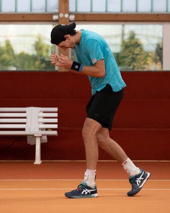 Marc-Andrea Huesler(SUI) jubelt nach dem Sieg, Jubel, Freude, Emotion, Finale, Endspiel Tennis - Wolffkran Open - ATP, Tennis Herren Challenger - TC Ismaning - Ismaning - Bavaria - Germany - 25 October 2020. Â Copyright: xJuergenxHasenkopfx