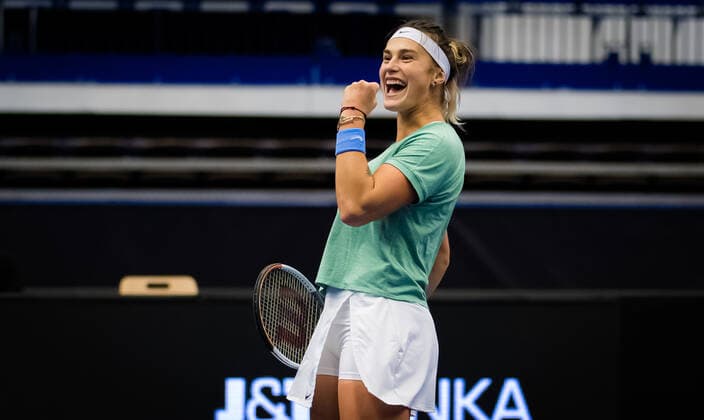 October 25, 2020, Ostrava, CZECH REPUBLIC: Aryna Sabalenka of Belarus & Elise Mertens of Belgium celebrate winning the doubles final at the 2020 J&T Banka Ostrava Open WTA, Tennis Damen Premier tennis tournament Ostrava CZECH REPUBLIC - ZUMAa181 20201025_zaa_a181_101 Copyright: xRobxPrangex