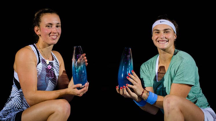 October 25, 2020, Ostrava, CZECH REPUBLIC: Aryna Sabalenka of Belarus & Elise Mertens of Belgium with their winners trophies at the doubles trophy ceremony at the 2020 J&T Banka Ostrava Open WTA, Tennis Damen Premier tennis tournament Ostrava CZECH REPUBLIC - ZUMAa181 20201025_zaa_a181_118 Copyright: xRobxPrangex