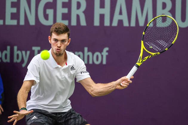 Im Bild: Maximilian Marterer (GER WC)‹ TENNIS CHALLENGER HAMBURG - presented by TANNENHOF, Hamburg, Hamburger Tennisverban, 26.10.2020,