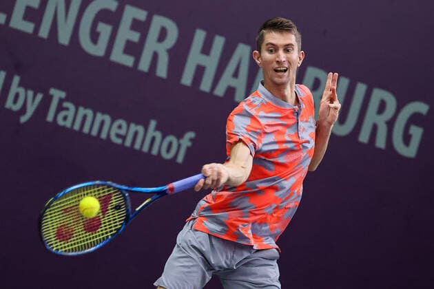 Im Bild: Yannick Maden (GER) TENNIS CHALLENGER HAMBURG - presented by TANNENHOF, Hamburg, Hamburger Tennisverband, 26.10.2020,