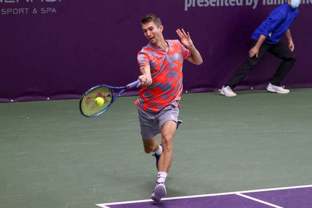 Im Bild: Yannick Maden (GER) TENNIS CHALLENGER HAMBURG - presented by TANNENHOF, Hamburg, Hamburger Tennisverband, 26.10.2020,
