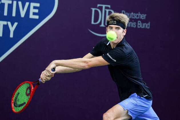 Im Bild: Cedrik-Marcel STEBE (GER) TENNIS CHALLENGER HAMBURG - presented by TANNENHOF, Hamburg, Hamburger Tennisverband, 27.10.2020,
