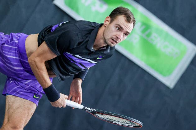 Im Bild: Roman SAFIULLIN (RUS) TENNIS CHALLENGER HAMBURG - presented by TANNENHOF, Hamburg, Hamburger Tennisverband, 27.10.2020,