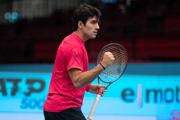 Christian Garin macht die Faust und jubelt, Jubel, Freude, Emotion Tennis - ERSTE BANK OPEN 2020 - ATP, Tennis Herren 500 - Stadthalle - Wien - - Oesterreich - 27 October 2020. Â Copyright: xJuergenxHasenkopfx