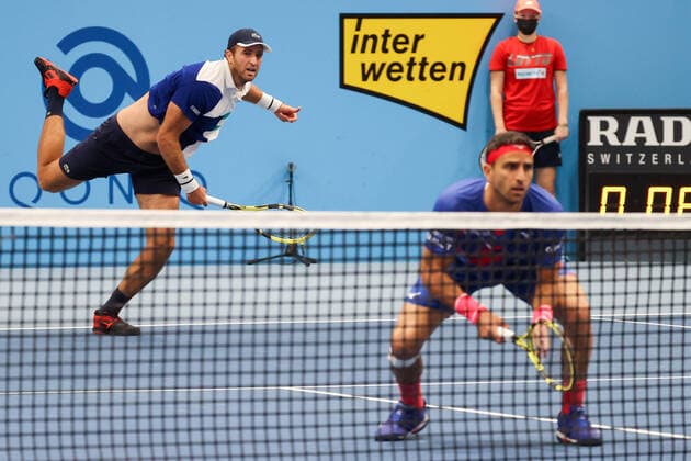 TENNIS - ATP, Tennis Herren Erste Bank Open VIENNA,AUSTRIA,28.OCT.20 - TENNIS - ATP World Tour, Erste Bank Open. Image shows Robert Farah (COL) and Fabrice Martin (FRA). GEPAxpictures xChristianxWalgram