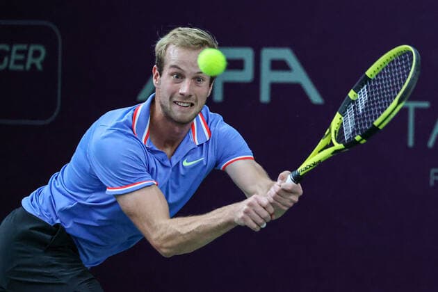Im Bild: Botic Van de Zandschulp (NED) TENNIS CHALLENGER HAMBURG - presented by TANNENHOF, Hamburg, DTB-Stützpunkt Hamburg, 29.10.2020,