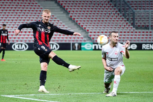 Kasper Dolberg (OGC Nice) FOOTBALL : OGC Nice vs Apoel Beer Sheva FC - Ligue Europa - Nice - 29 10 2020 NorbertScanella PanoramiC 