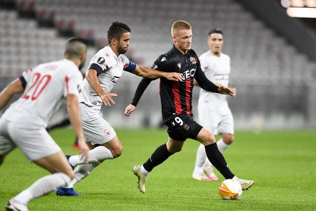 09 KASPER DOLBERG (NICE) FOOTBALL : Nice vs Hapoel Beer Sheva - Ligue Europa - 29 10 2020 FEP Panoramic 