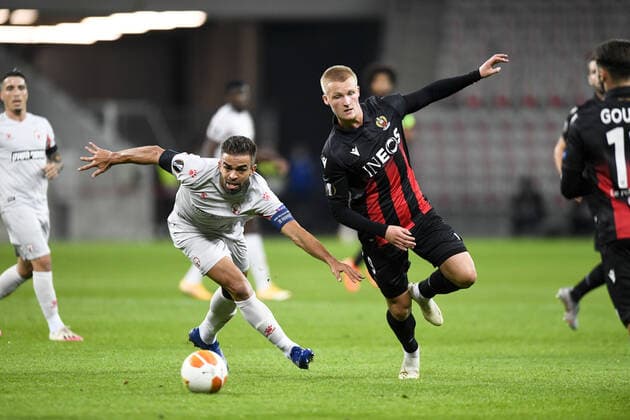 09 KASPER DOLBERG (NICE) FOOTBALL : Nice vs Hapoel Beer Sheva - Ligue Europa - 29 10 2020 FEP Panoramic 