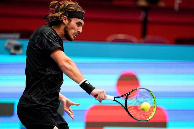 29.10.2020, Wiener Stadthalle, Wien, AUT, ATP, Tennis Herren Tour, Erste Bank Open, im Bild Stefanos Tsitsipas (GRE) Stefanos Tsitsipas of Greece during the Erste Bank Open of the ATP Tour at the Wiener Stadthalle in Vienna, Austria on 2020 10 29.