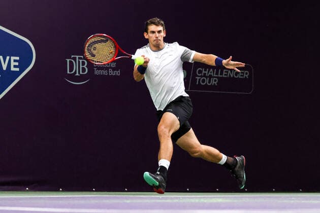 Im Bild: Henri Laaksonen (SUI) 6 TENNIS CHALLENGER HAMBURG - presented by TANNENHOF, Hamburg, DTB-Stützpunkt Hamburg, 30.10.2020,