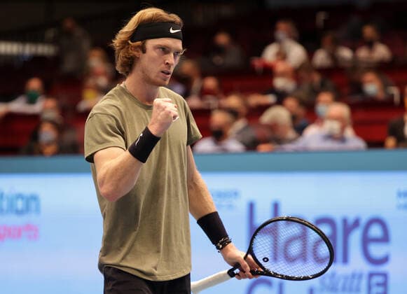 TENNIS - ATP, Tennis Herren Erste Bank Open VIENNA,AUSTRIA,30.OCT.20 - TENNIS - ATP World Tour, Erste Bank Open. Image shows the rejoicing of Andrey Rublev (RUS). GEPAxpictures xWalterxLuger
