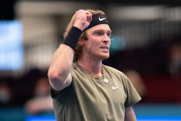 Andrey Rublev macht die Faust und jubelt, Jubel, Freude, Emotion Tennis - ERSTE BANK OPEN 2020 - ATP, Tennis Herren 500 - Stadthalle - Wien - - Oesterreich - 30 October 2020. Â Copyright: xJuergenxHasenkopfx