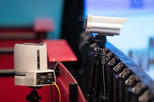 Hawk-eye Technology ersetzt die Linienrichter, Videoueberwachung, tracking camera, Kamera Tennis - ERSTE BANK OPEN 2020 - ATP, Tennis Herren 500 - Stadthalle - Wien - - Oesterreich - 29 October 2020. Â Copyright: xJuergenxHasenkopfx