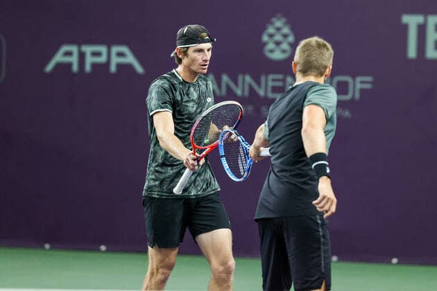 Im Bild: Alex LAWSON (USA) und Lloyd GLASSPOOL (GBR) TENNIS CHALLENGER HAMBURG - presented by TANNENHOF, Hamburg, DTB-Stützpunkt Hamburg, 31.10.2020,