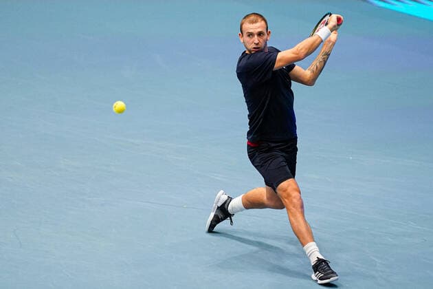 31.10.2020, Stadthalle, Wien, AUT, ATP, Tennis Herren Tour, Erste Bank Open, Halbfinale, im Bild Daniel Evans (GBR) Daniel Evans (GBR) during the semifinal match of Erste Bank Open Tennis Tournament at the Stadthalle in Wien, Austria on 2020 10 31.