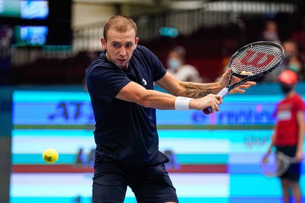 31.10.2020, Stadthalle, Wien, AUT, ATP, Tennis Herren Tour, Erste Bank Open, Halbfinale, im Bild Daniel Evans (GBR) Daniel Evans (GBR) during the semifinal match of Erste Bank Open Tennis Tournament at the Stadthalle in Wien, Austria on 2020 10 31.
