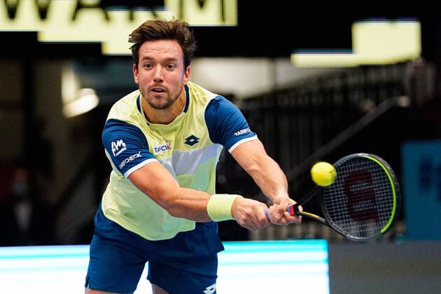 31.10.2020, Stadthalle, Wien, AUT, ATP, Tennis Herren Tour, Erste Bank Open, Doppel, Halbfinale, im Bild Andreas Mies (GER) during the double semifinal match of Erste Bank Open Tennis Tournament at the Stadthalle in Wien, Austria on 2020 10 31.