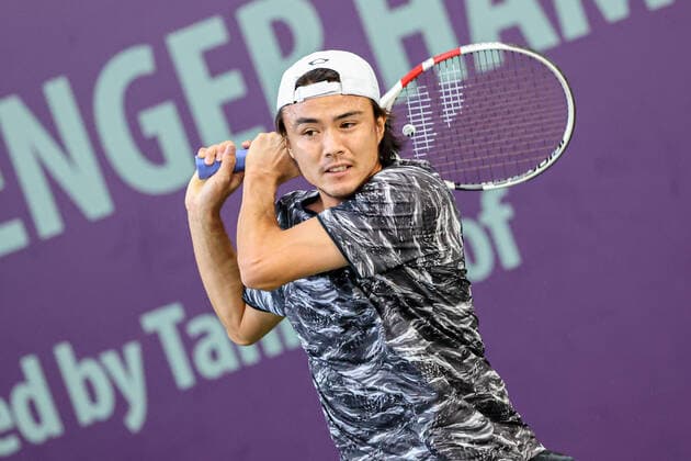 Im Bild: Taro Daniel (JPN) 2 TENNIS CHALLENGER HAMBURG - presented by TANNENHOF, Hamburg, DTB-Stützpunkt Hamburg, 01.11.2020,