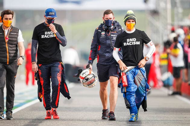 Motorsports: FIA Formula One World Championship, WM, Weltmeisterschaft 2020, Grand Prix of Emilia Romagna, 33 Max Verstappen (NLD, Aston Martin Red Bull Racing), 4 Lando Norris (GBR, McLaren F1 Team), Imola Italy