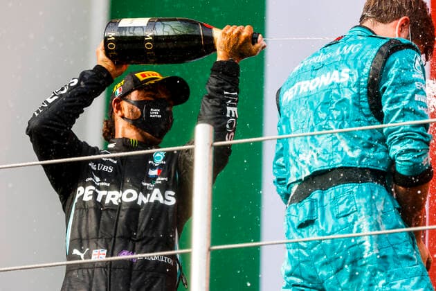 Motorsports: FIA Formula One World Championship, WM, Weltmeisterschaft 2020, Grand Prix of Emilia Romagna Motorsports: FIA Formula One World Championship 2020, Grand Prix of Emilia Romagna, 44 Lewis Hamilton (GBR, Mercedes-AMG Petronas Formula One Team), Leo Stevens (Mercedes-AMG Petronas Formula One Team),