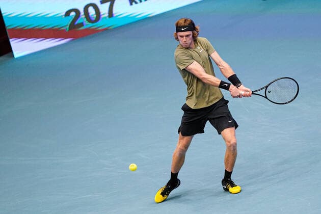 01.11.2020, Stadthalle, Wien, AUT, ATP, Tennis Herren Tour, Erste Bank Open, Finale, im Bild Andrey Rublev (RUS) Andrey Rublev (RUS) during the final match of Erste Bank Open Tennis Tournament at the Stadthalle in Wien, Austria on 2020 11 01.