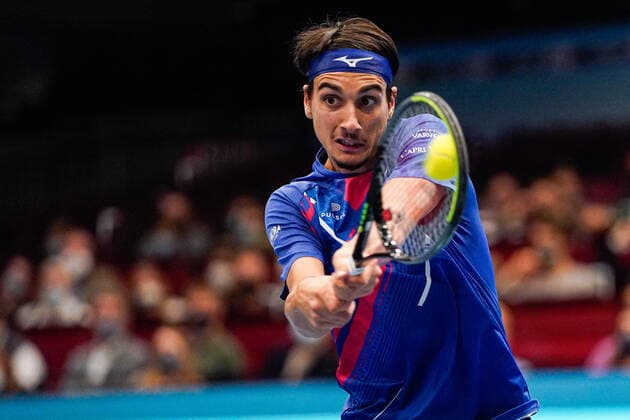 01.11.2020, Stadthalle, Wien, AUT, ATP, Tennis Herren Tour, Erste Bank Open, Finale, im Bild Lorenzo Sonego (ITA) during the final match of Erste Bank Open Tennis Tournament at the Stadthalle in Wien, Austria on 2020 11 01.