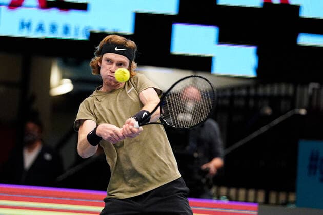 01.11.2020, Stadthalle, Wien, AUT, ATP, Tennis Herren Tour, Erste Bank Open, Finale, im Bild Andrey Rublev (RUS) during the final match of Erste Bank Open Tennis Tournament at the Stadthalle in Wien, Austria on 2020 11 01.