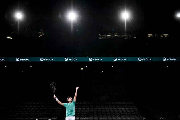 Stan Wawrinka (Sui) Daniel Evans (Gbr) TENNIS : Rolex Paris Masters - 03 11 2020 JBAutissier Panoramic 