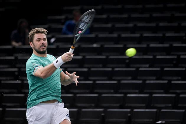 Stan Wawrinka (Sui) Daniel Evans (Gbr) TENNIS : Rolex Paris Masters - 03 11 2020 JBAutissier Panoramic 