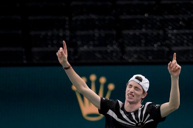joie de Ugo Humbert (Fra) en fin de match TENNIS : Rolex Paris Masters - 03 11 2020 JBAutissier Panoramic 